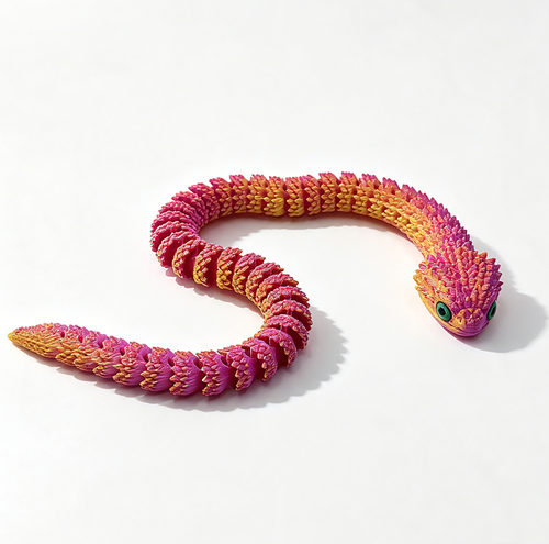 Colorful Flexible Snake 3D Printed Art Toy – Handmade Creative Desk Decoration