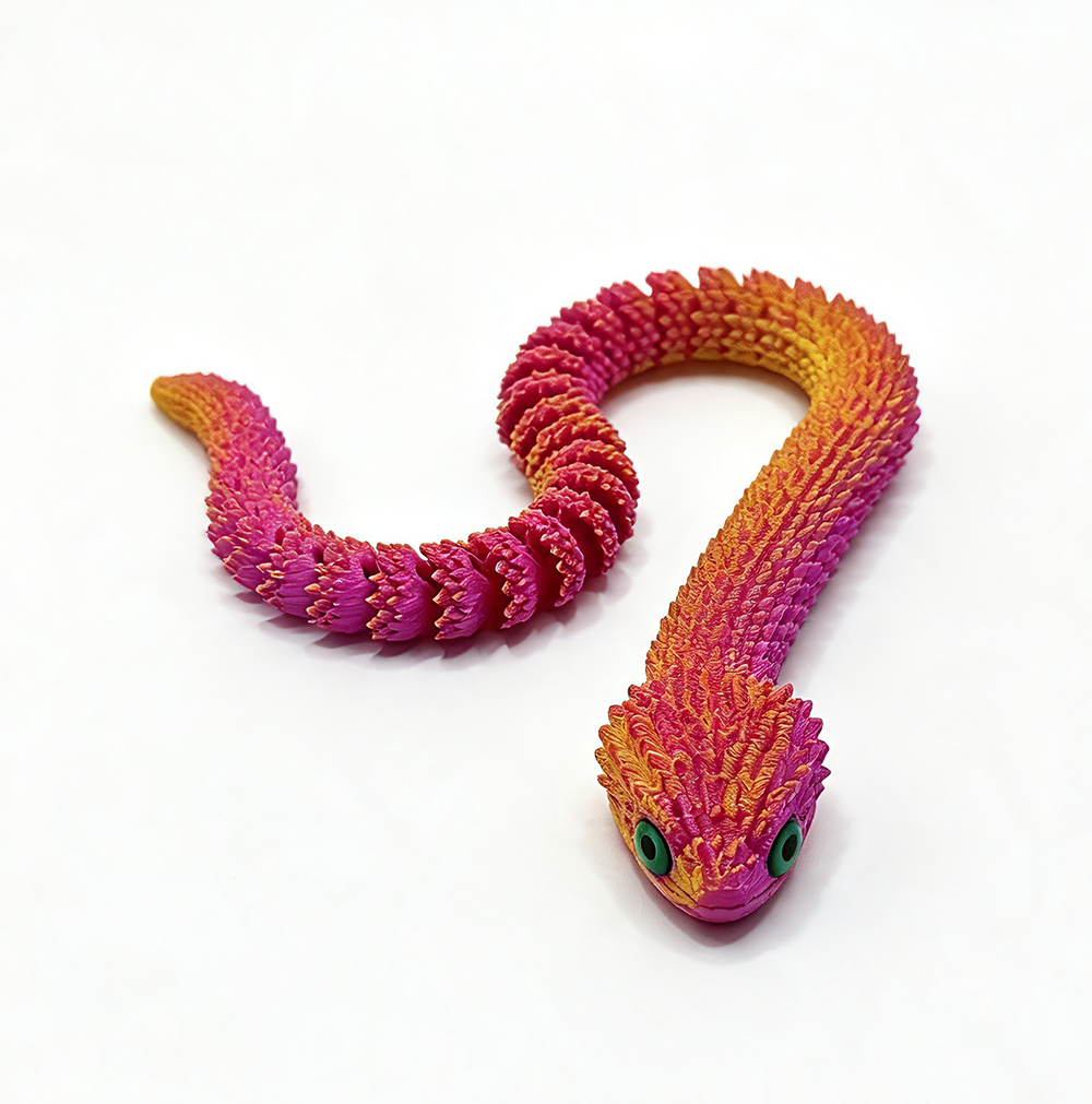 Colorful Flexible Snake 3D Printed Art Toy – Handmade Creative Desk Decoration