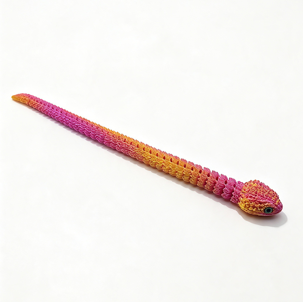 Colorful Flexible Snake 3D Printed Art Toy – Handmade Creative Desk Decoration