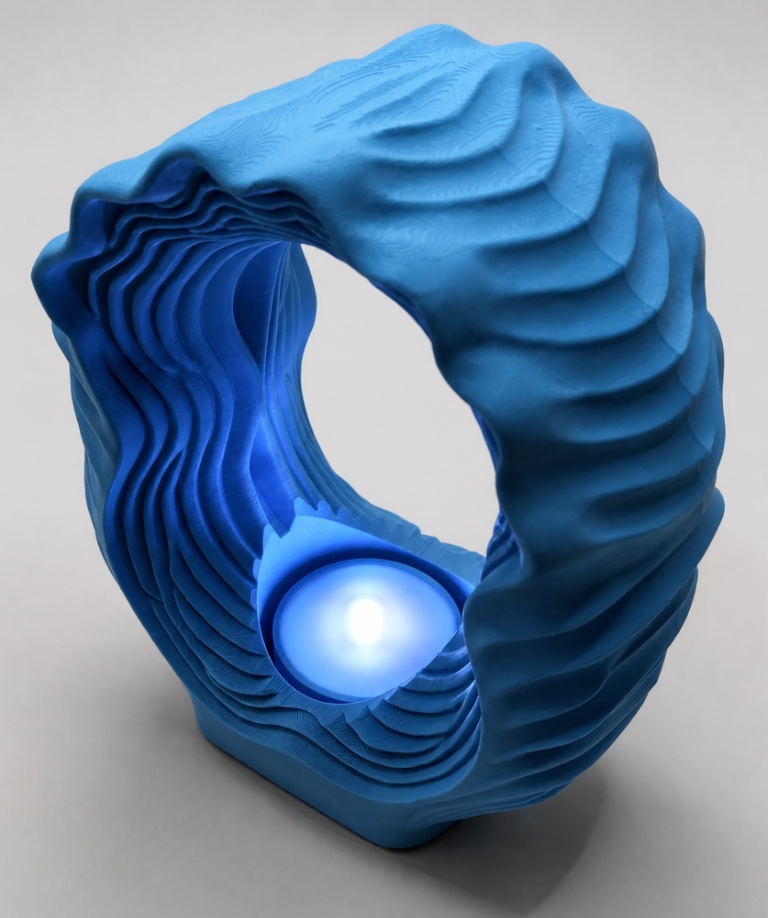 Ocean Wave 3D Printed LED Lamp – Modern Ambient Light Home Decoration